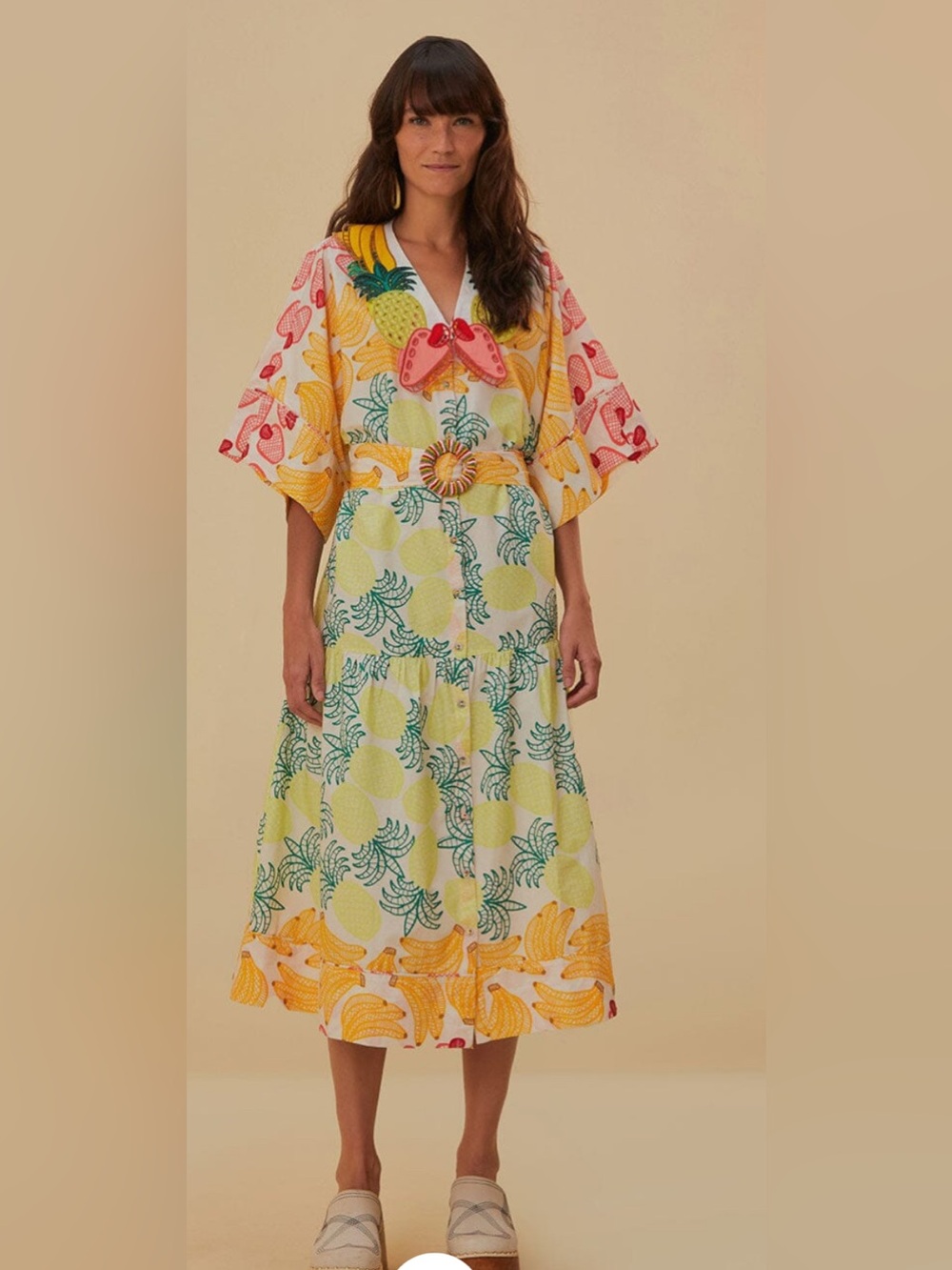 Off-White Tropical Fruits Midi Dress
